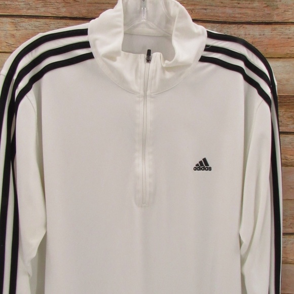 Adidas White 1/4 Zip Mock Neck Pullover Jacket - Picture 11 of 13